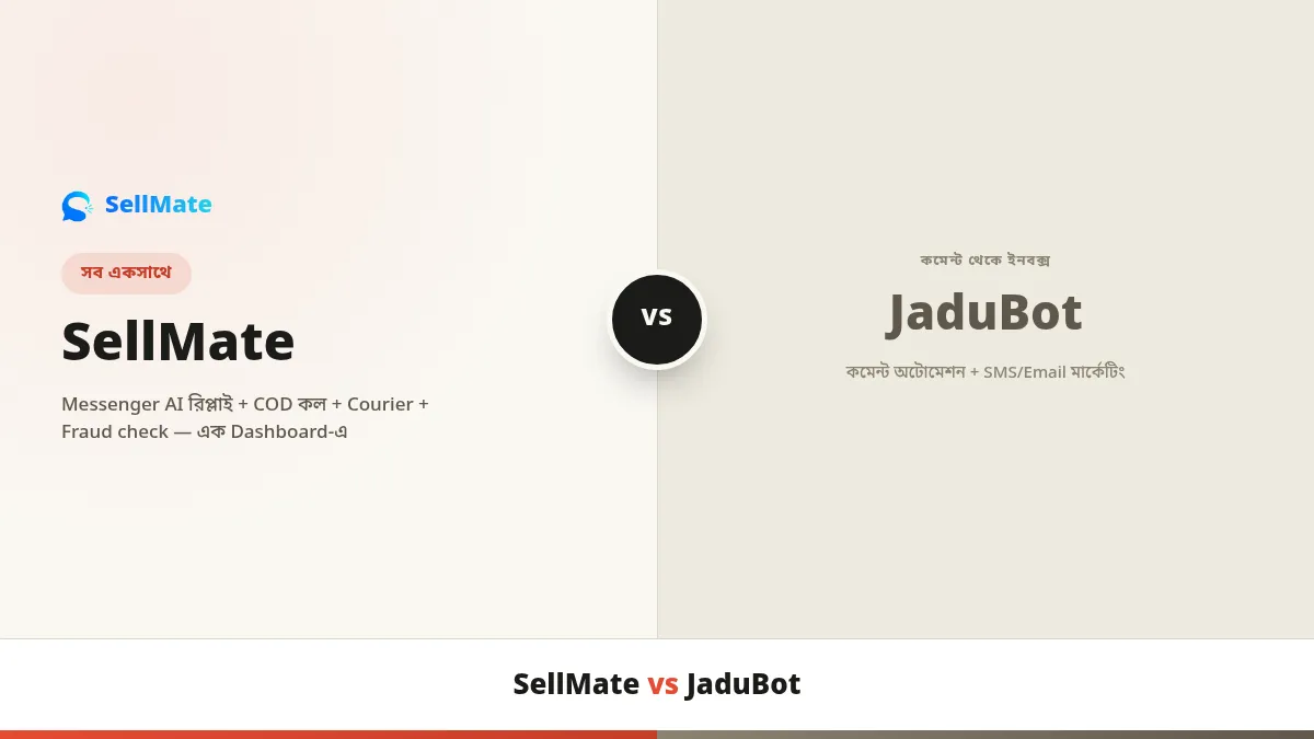 SellMate নাকি JaduBot — কমেন্ট থেকে ইনবক্স, নাকি পুরো অর্ডার অপারেশন